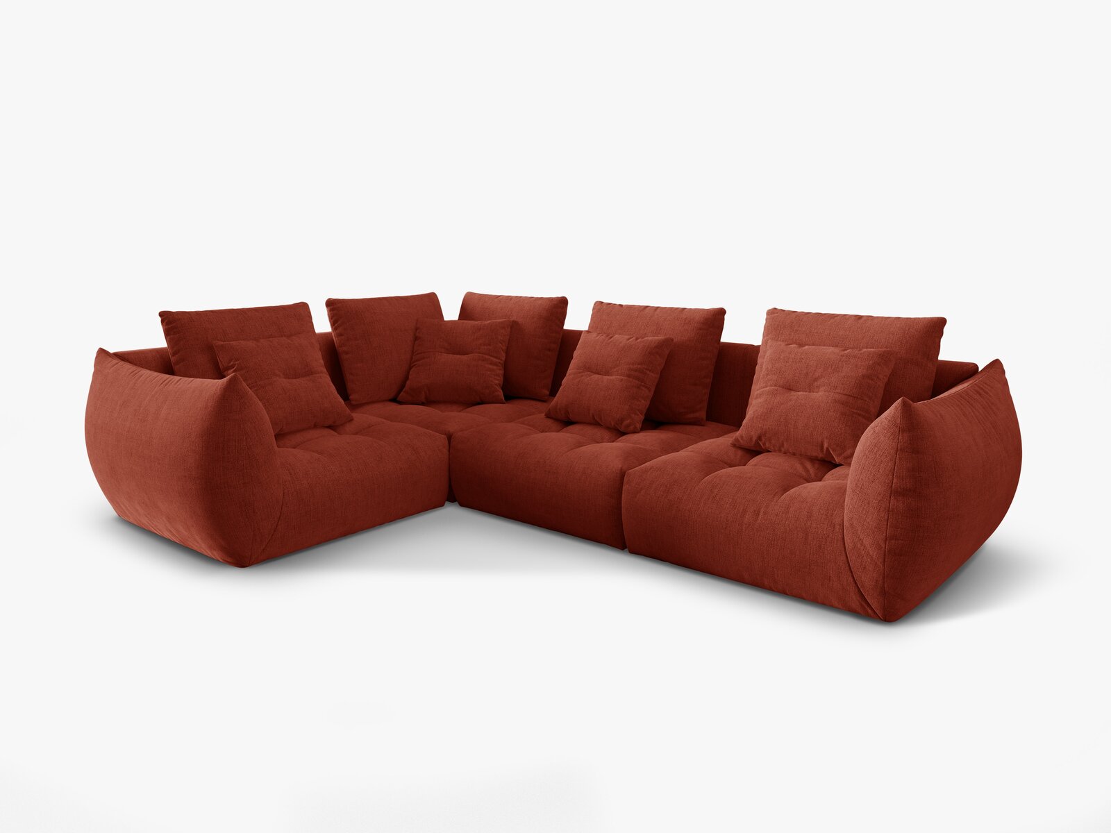 Micadoni Ecksofa Bloom 4-Sitzer Links Strukturierter Stoff Wind Kastanienbraun
