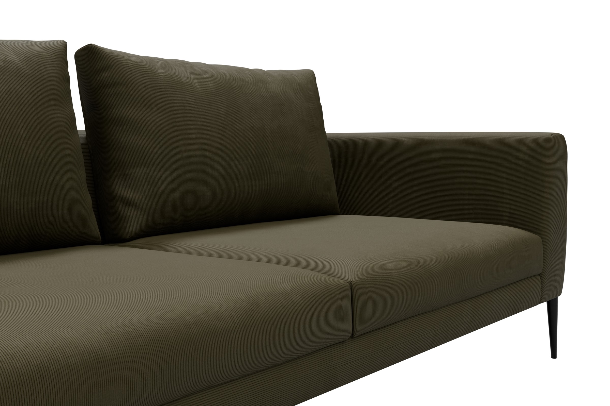 Ecksofa Paul Relax-Ecke links mit 2-Sitzer Cordufine-Pine-Green