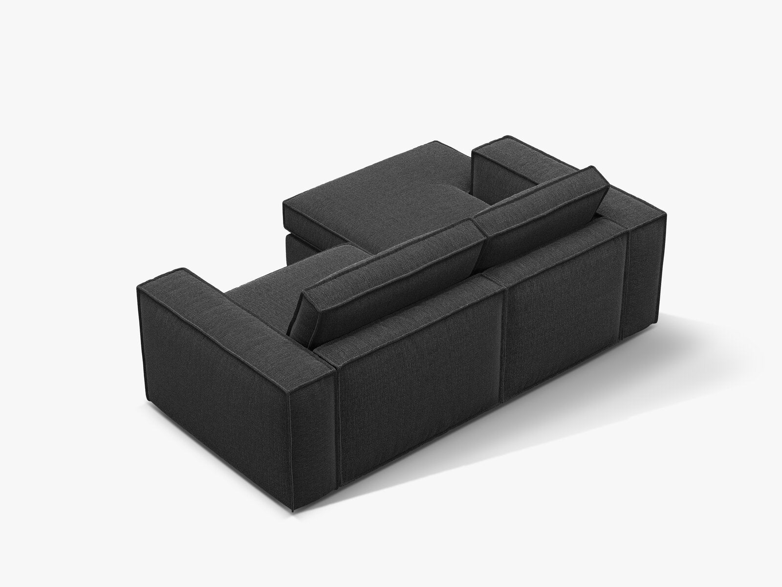 Micadoni modulares Ecksofa Pola 2-Sitzer kleine Version Links Strukturierter Stoff Babel Schwarz