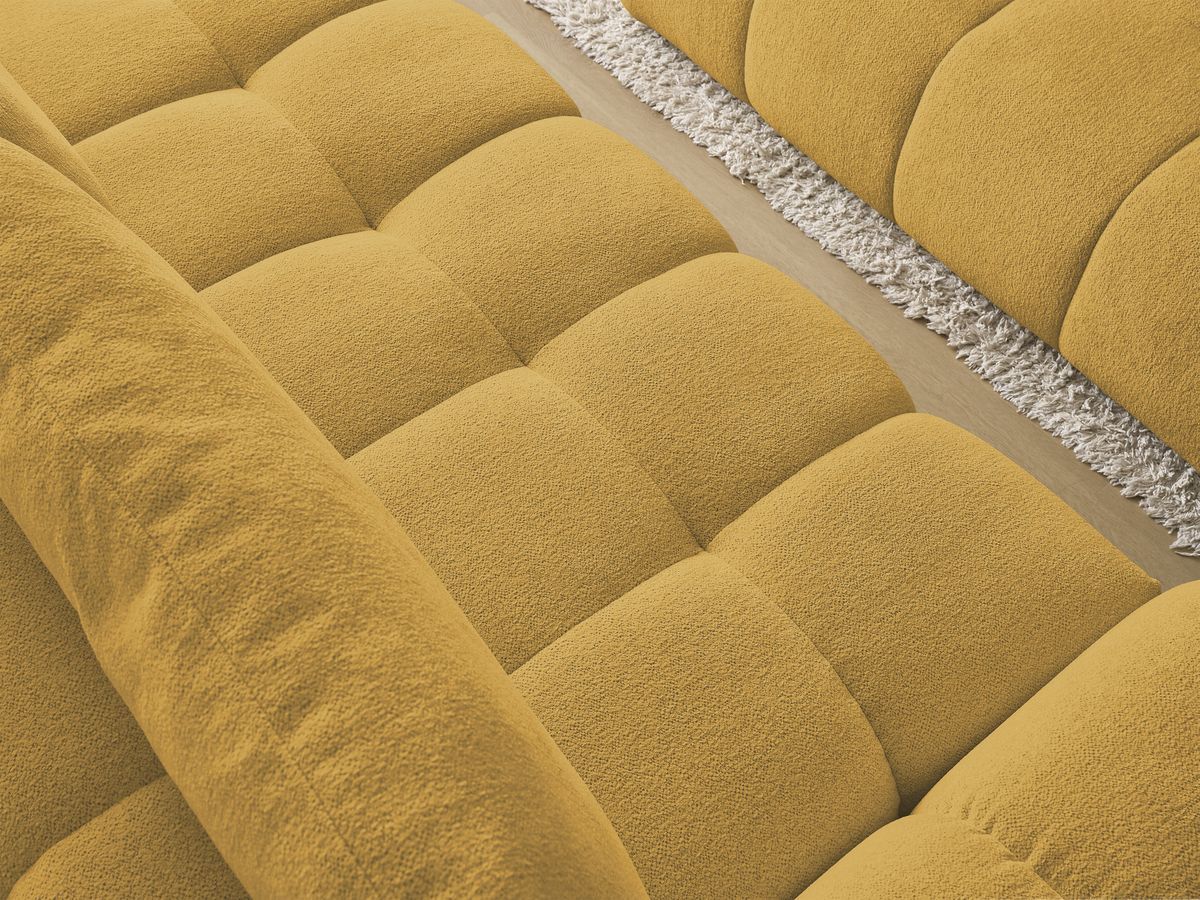 Bobochic Everest Sofa 3-Sitzer mit Pouf, 2 Kissen Melange-Stoff Gelb