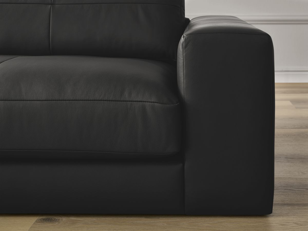 Bobochic Leonard Ecksofa 274 × 159 cm Leder Schwarz Ecke links