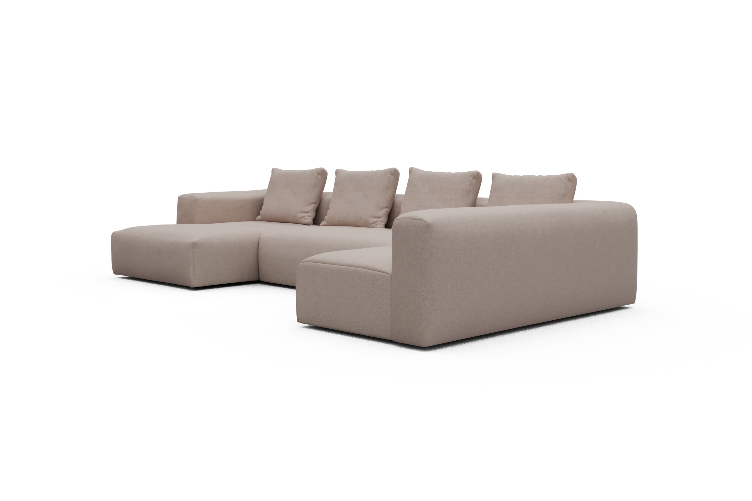 Wohnlandschaft Fred Chaiselongue links mit 2-Sitzer und lange Armlehne rechts Weda-Sand