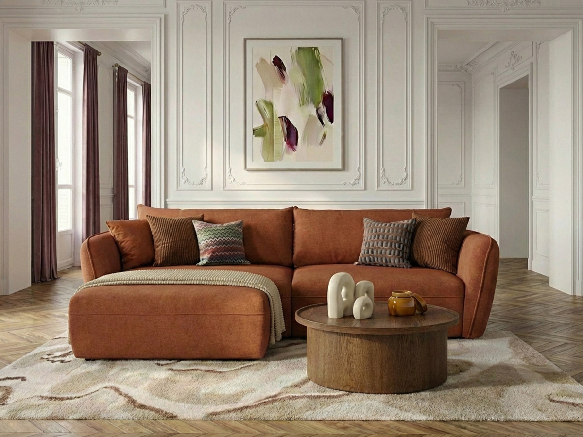 Bobochic Luigi Ecksofa Strukturstoff Orange Ecke links