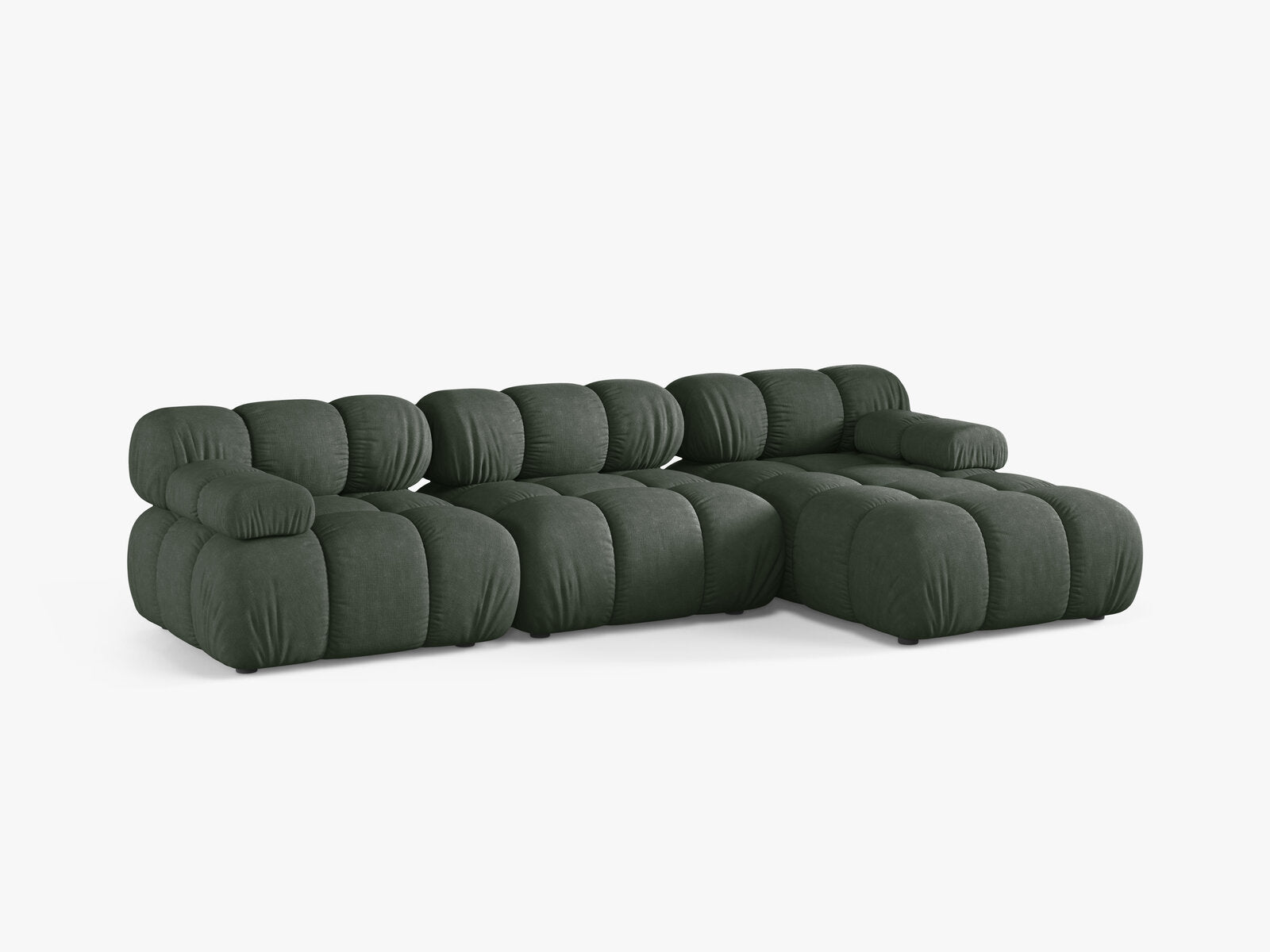 Micadoni Modulares Ecksofa Bellis 4-Sitzer Rechts Strukturierter Stoff Liberty Moßgrün