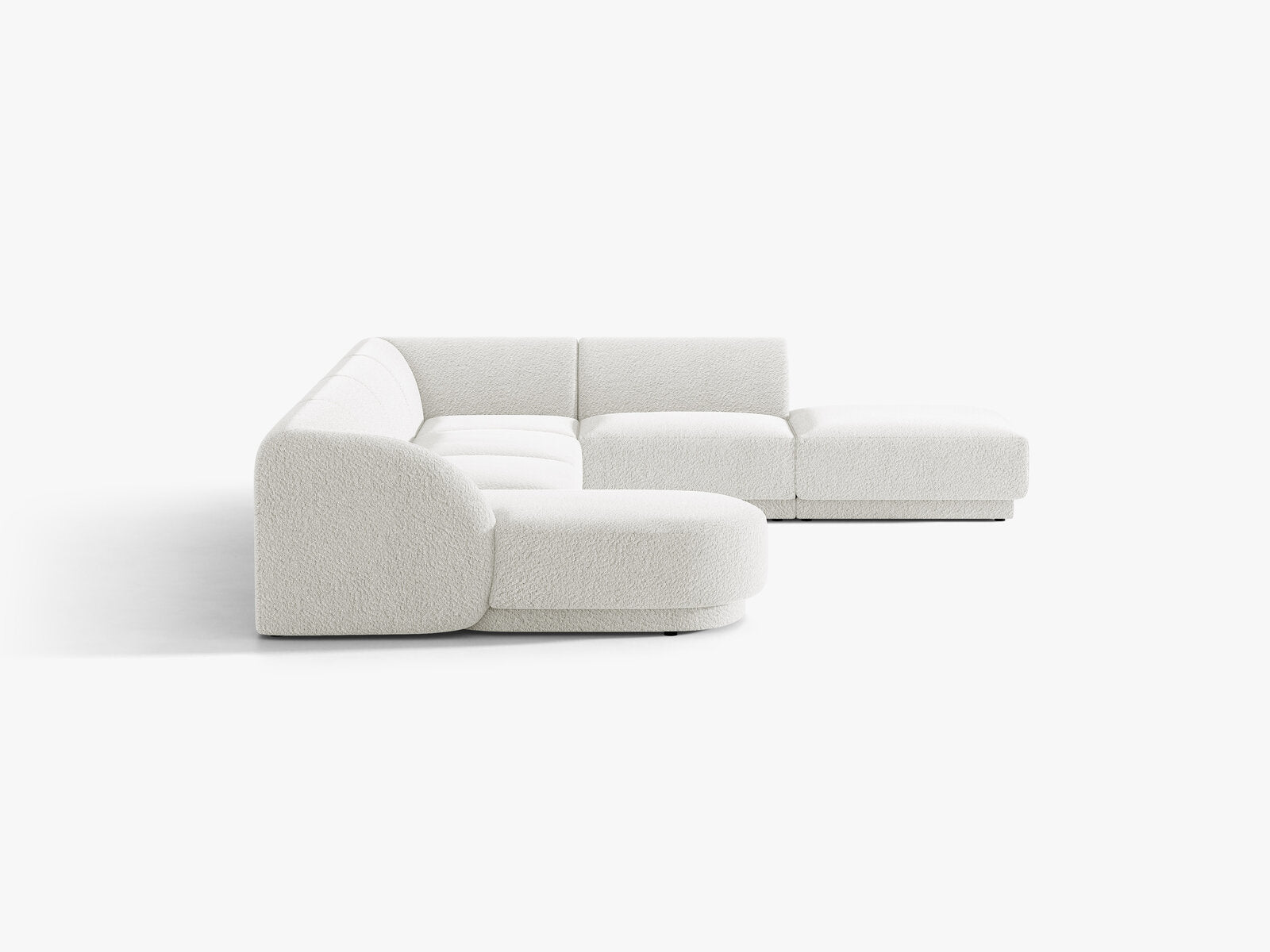 Micadoni Panorama-Ecksofa Miley 6-Sitzer Rechts Boucle Baloo Weiß