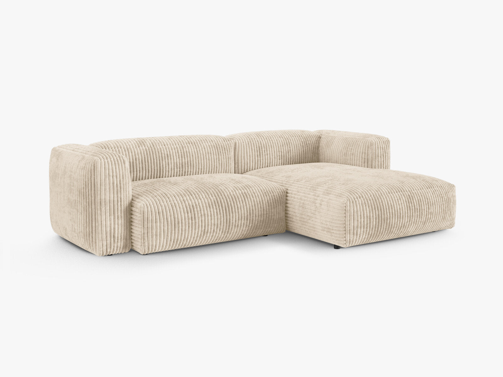 Micadoni Ecksofa Martina 2-Sitzer 90cm Sitztiefe Rechts Kord Tilia Helles Beige