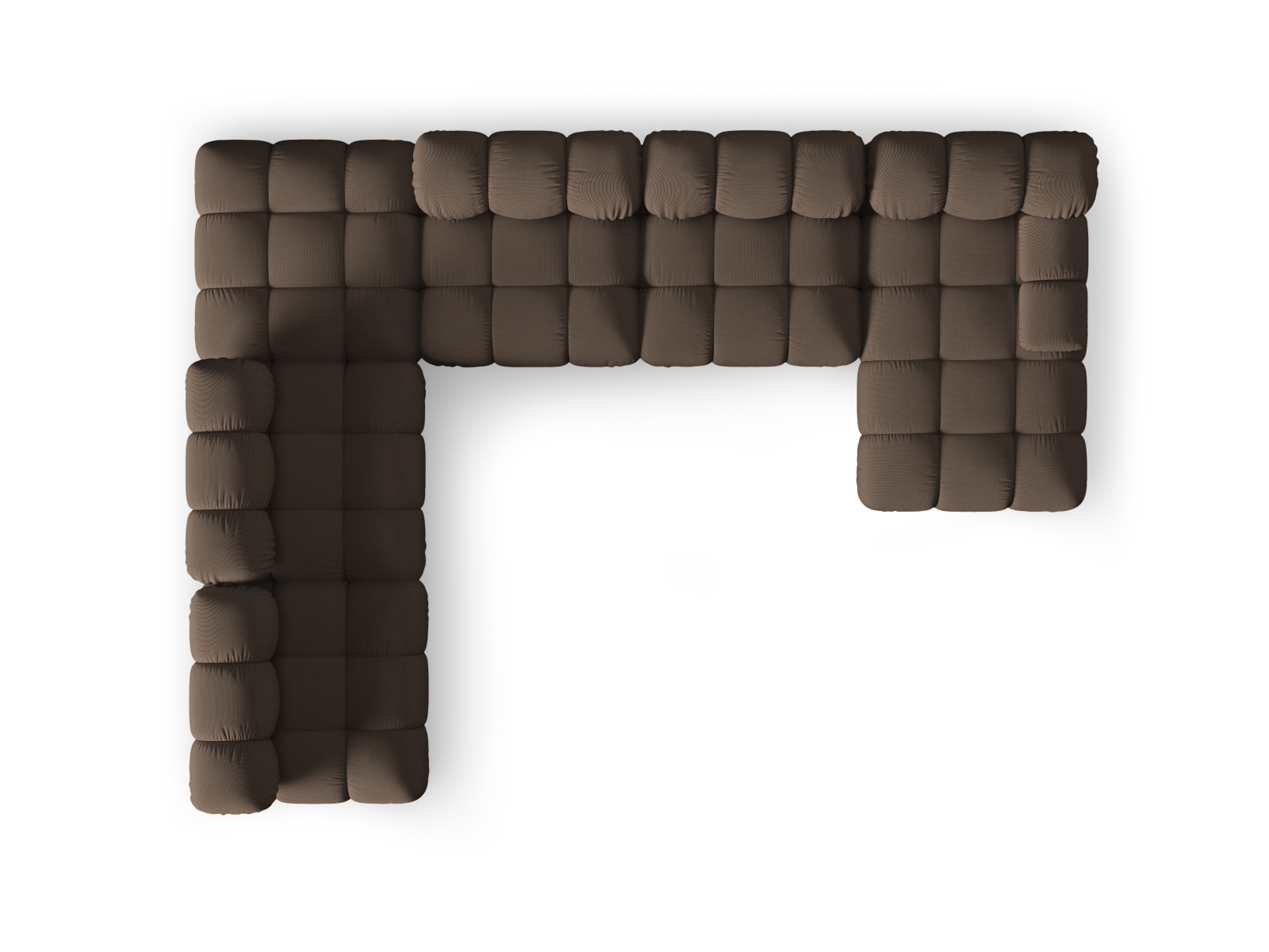 Micadoni Modulares Panorama Ecksofa Bellis 7-Sitzer Links 3D-Stoff Sonic Braun