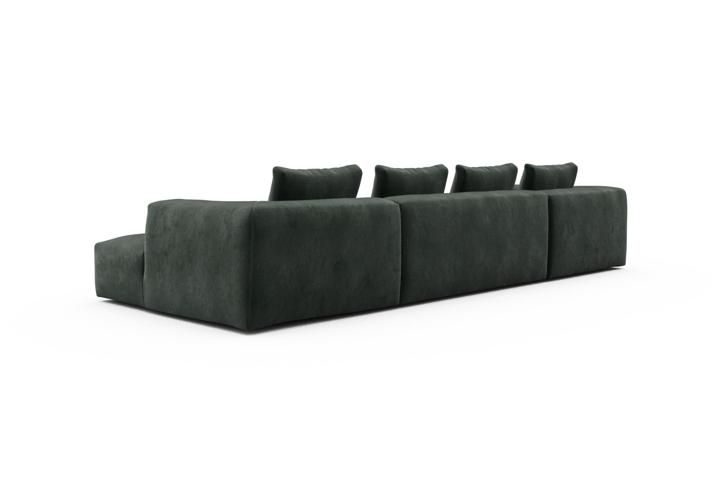 Wohnlandschaft Fred Relax-Ecke links mit 2-Sitzer und Chaiselongue rechts Smooth-Laurel-Green
