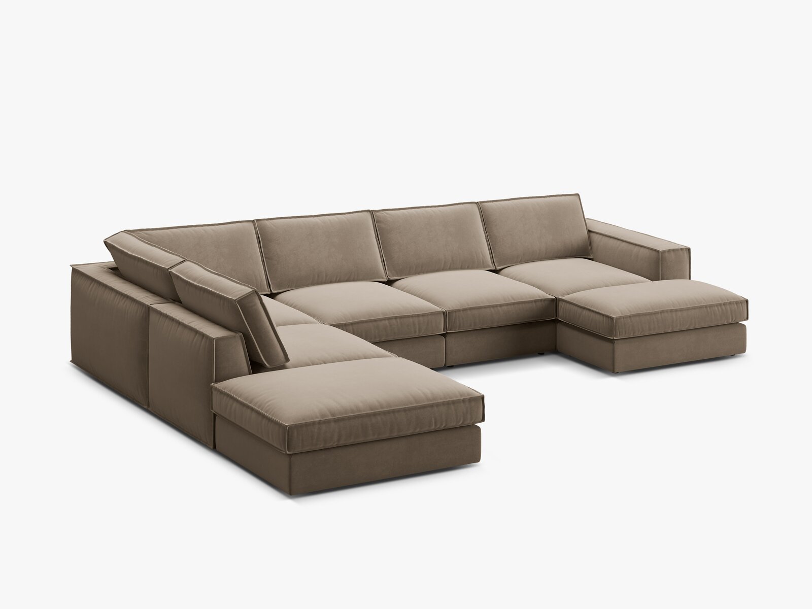 Micadoni modulares Panorama Ecksofa Pola 5-Sitzer Links Samt Salvador Grau Braun