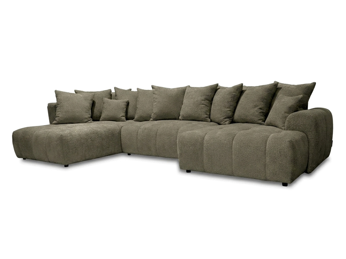 Bobochic Roxelane Wohnlandschaft Bouclé-Stoff Grün Ecke links