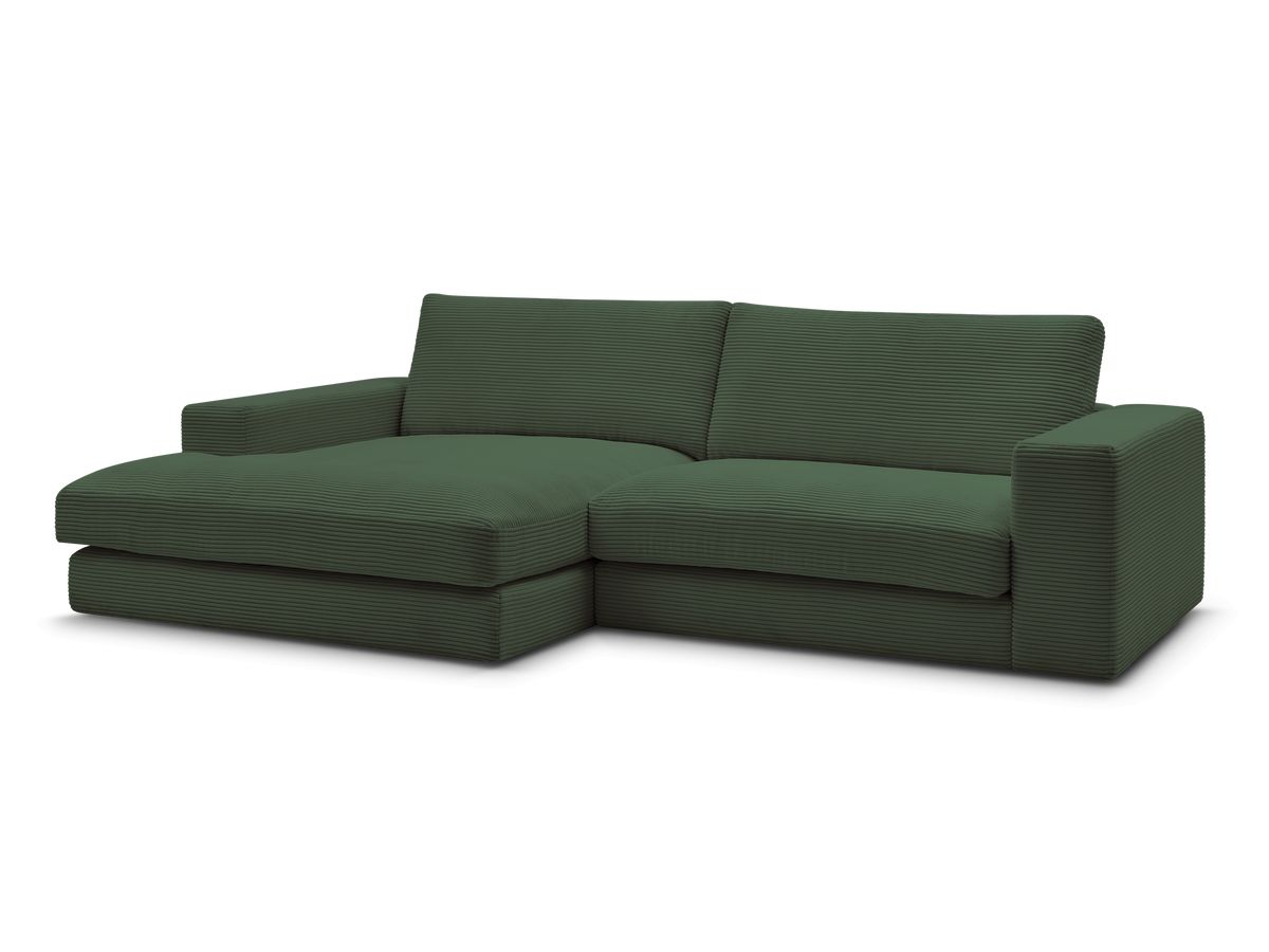 Bobochic Leonard Ecksofa 234 × 159 cm Cordsamt Dunkelgrün Ecke links