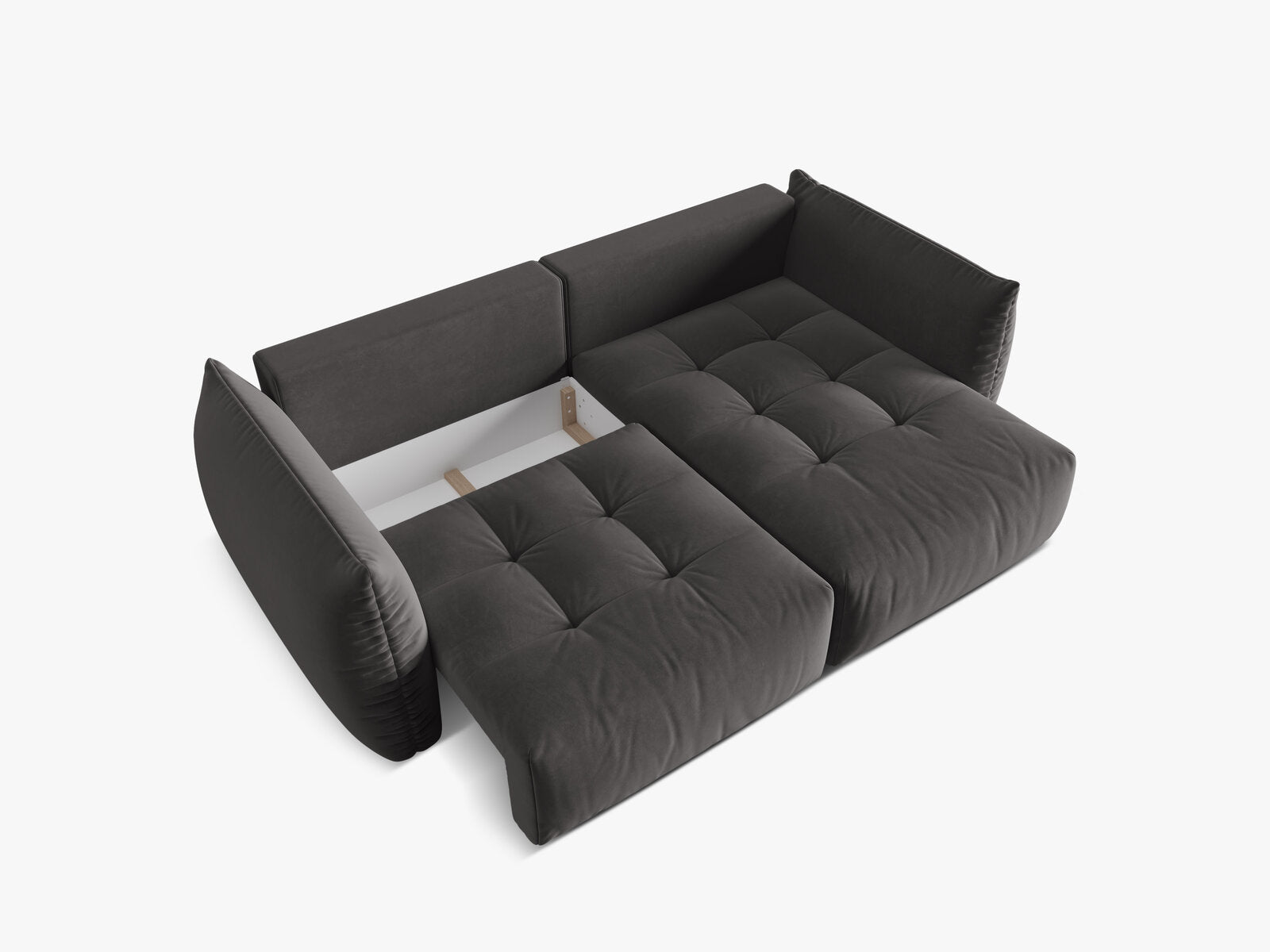 Micadoni Bloom Ecksofa 3-Sitzer mit Schlaffunktion Rechts Samt Casino Dunkelgrau