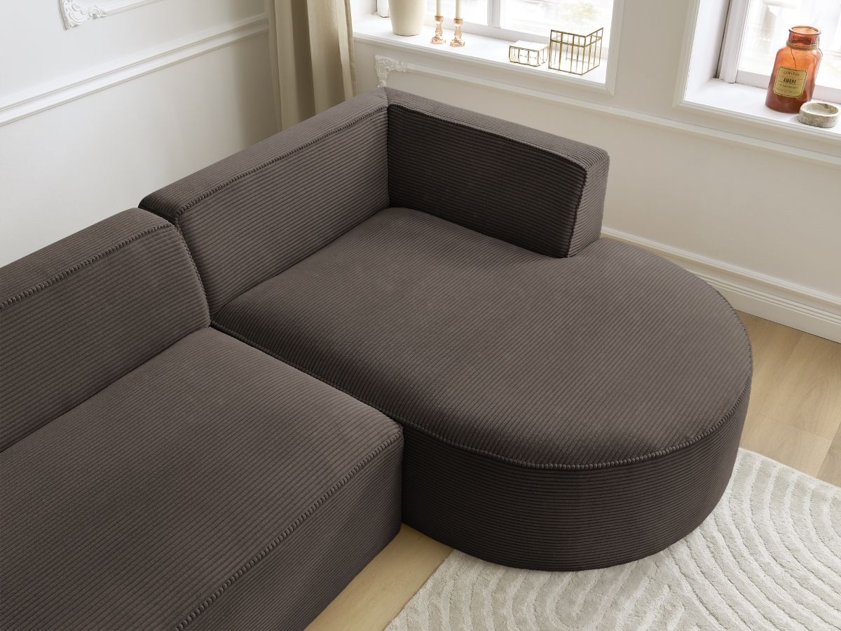 Bobochic Rousseau Ecksofa Cordsamt Braun Ecke rechts