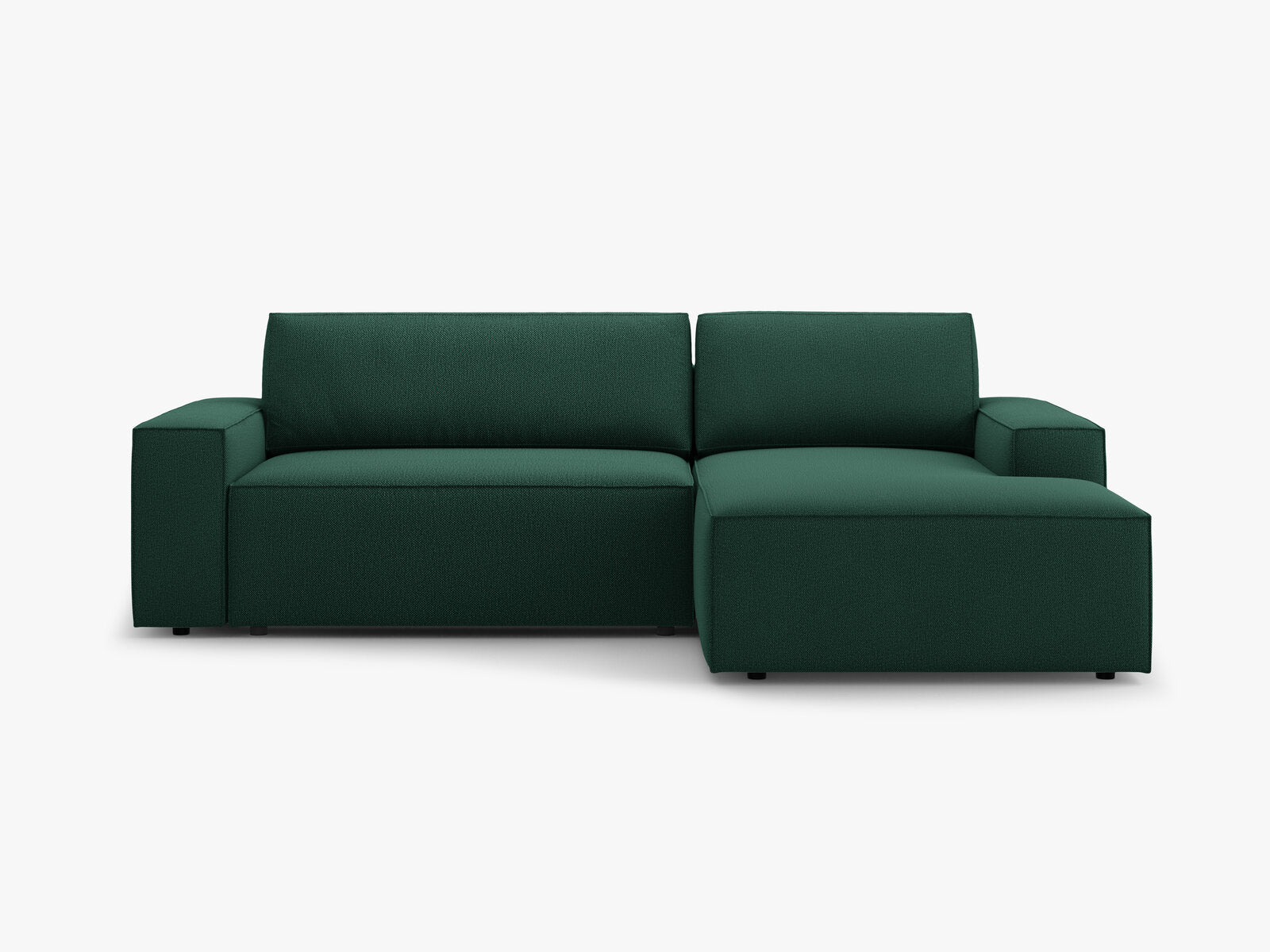 Micadoni Schlaf-Ecksofa Jodie 3-Sitzer Rechts Strukturierter Stoff Grün