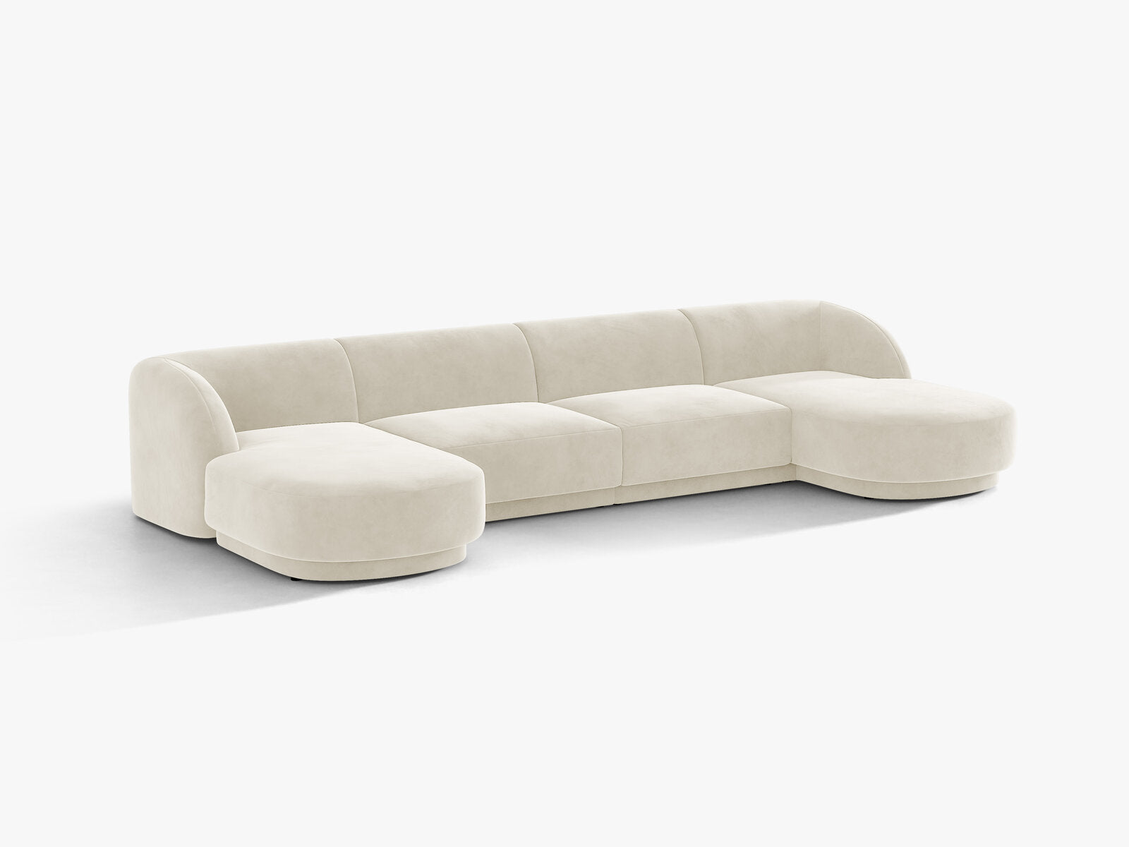 Micadoni Panorama-Sofa Miley 5-Sitzer Samt Bluvel Helles Beige