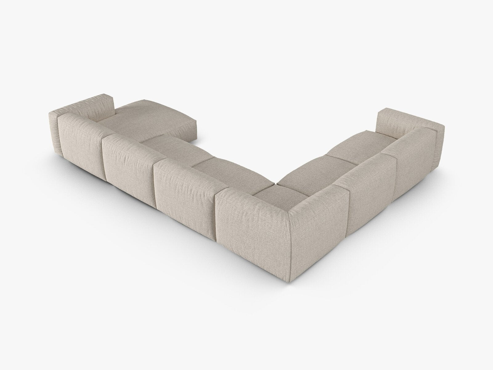 Micadoni modulares Ecksofa XL Martina 6-Sitzer 90cm Sitztiefe Links Boucle Monet Beige