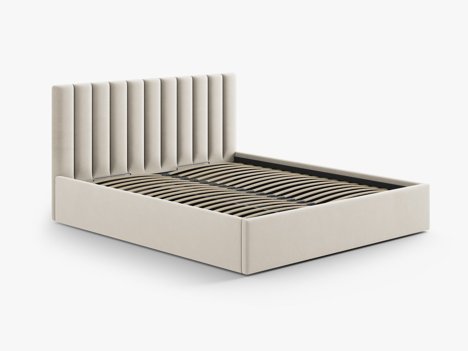 Micadoni Allison Samtiger Kopfteil Samt Bluvel Dunkelbeige 190.5x100