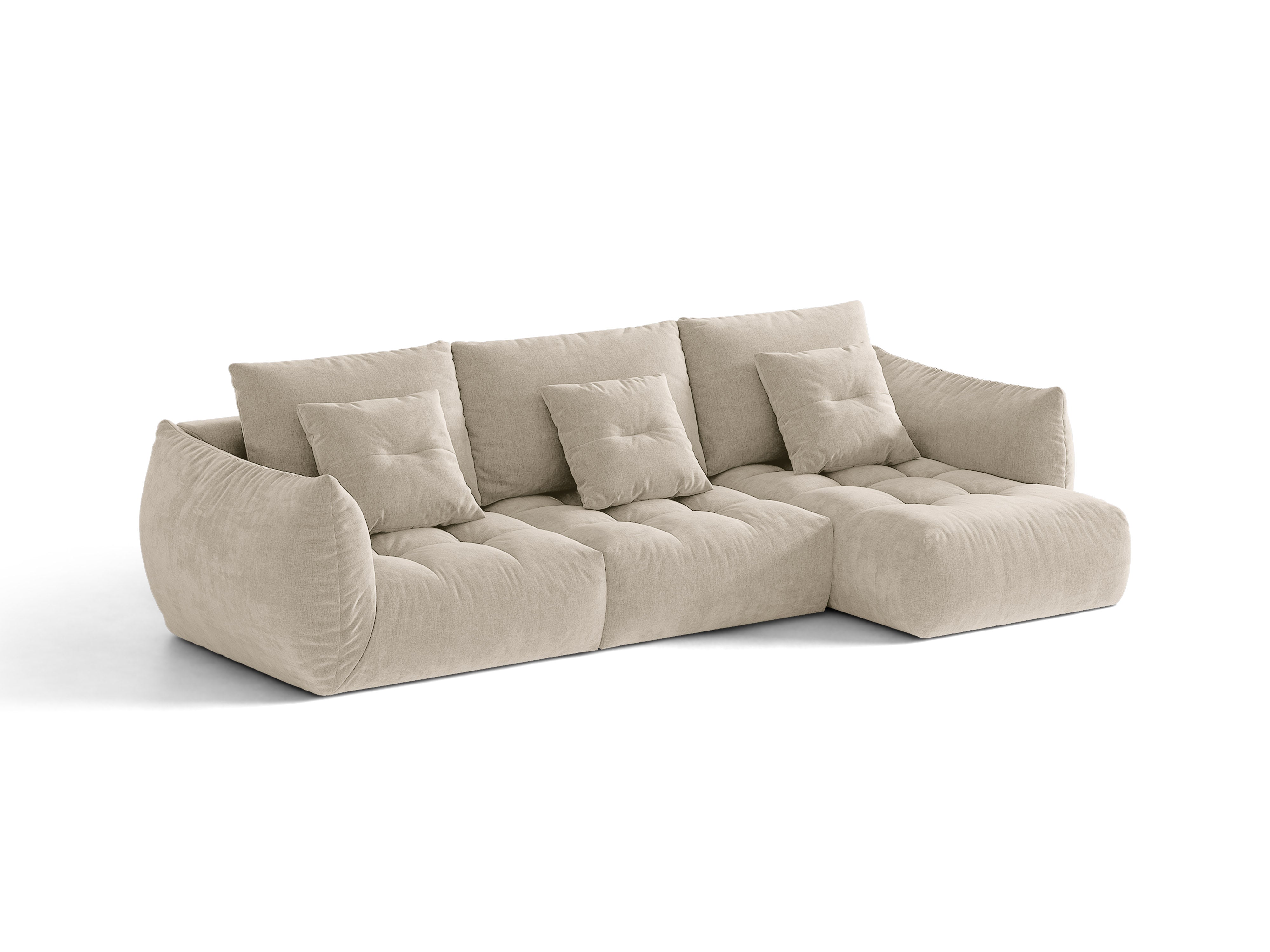 Micadoni Bloom Ecksofa 6-Sitzer Rechts Strukturierter Stoff Wind Helles Beige