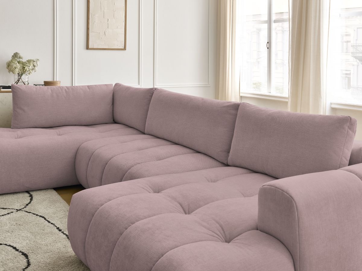 Bobochic Fuji Wohnlandschaft Stoff Rosa Ecke rechts