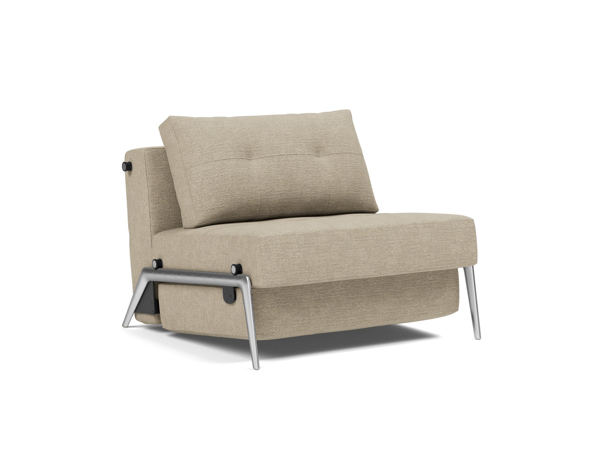 Schlafsessel Cubed 90 Strukturierter Stoff Taura 356-Sand Beine Aluminium