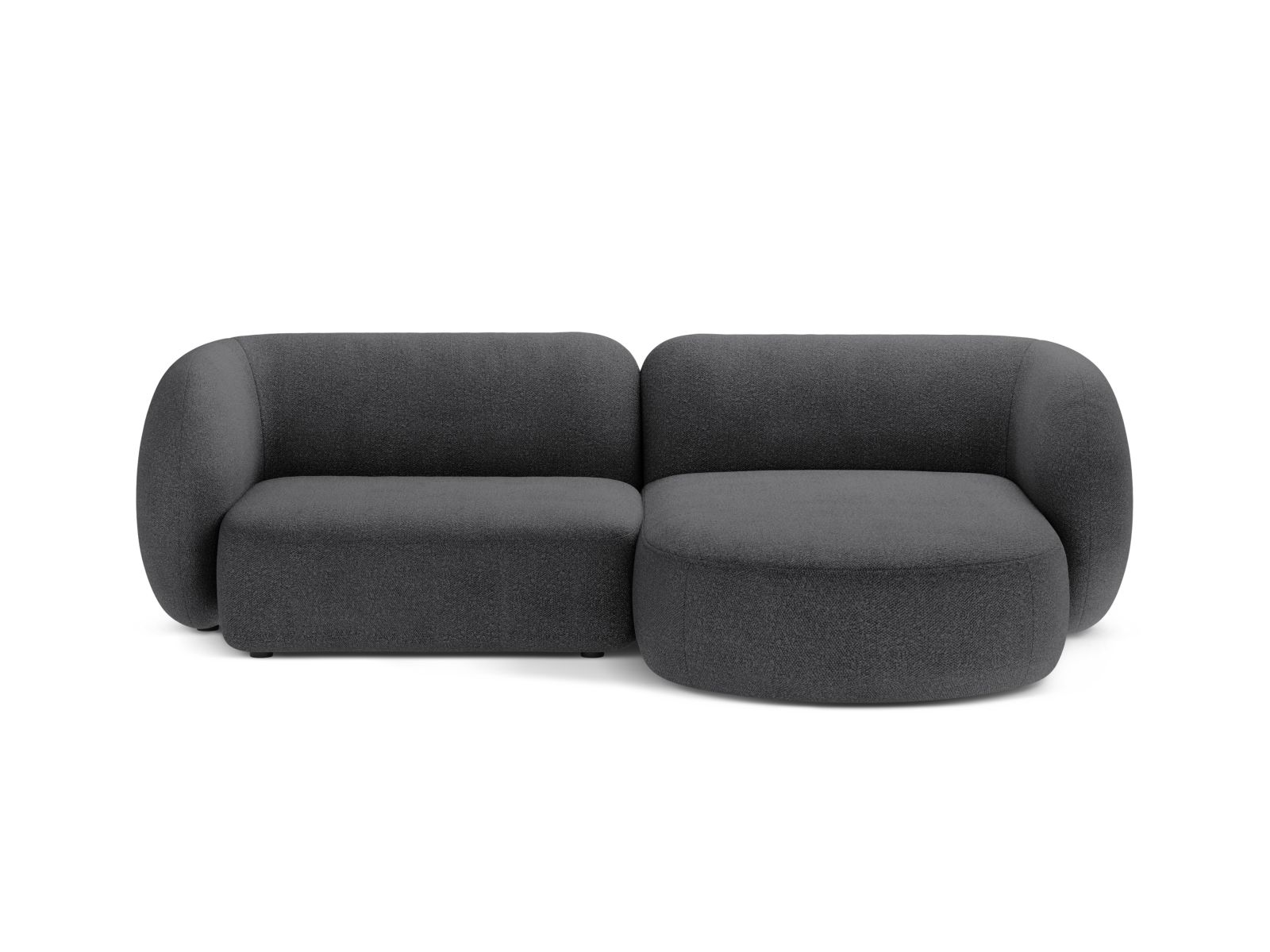 Micadoni Ecksofa Kate 2-Sitzer Rechts Boucle Dunkelgrau