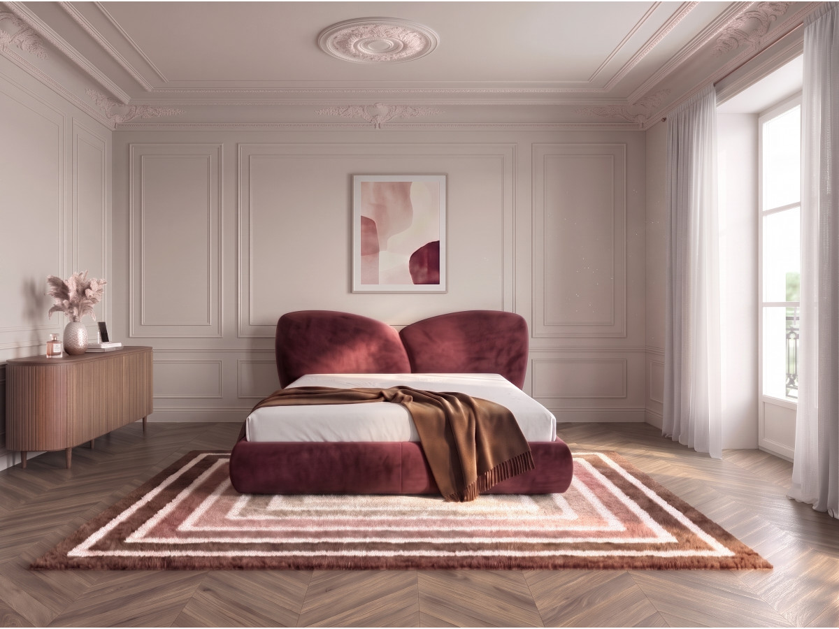 Bobochic Danae Polsterbett Samt Rot, Liegefläche 140 × 190 cm