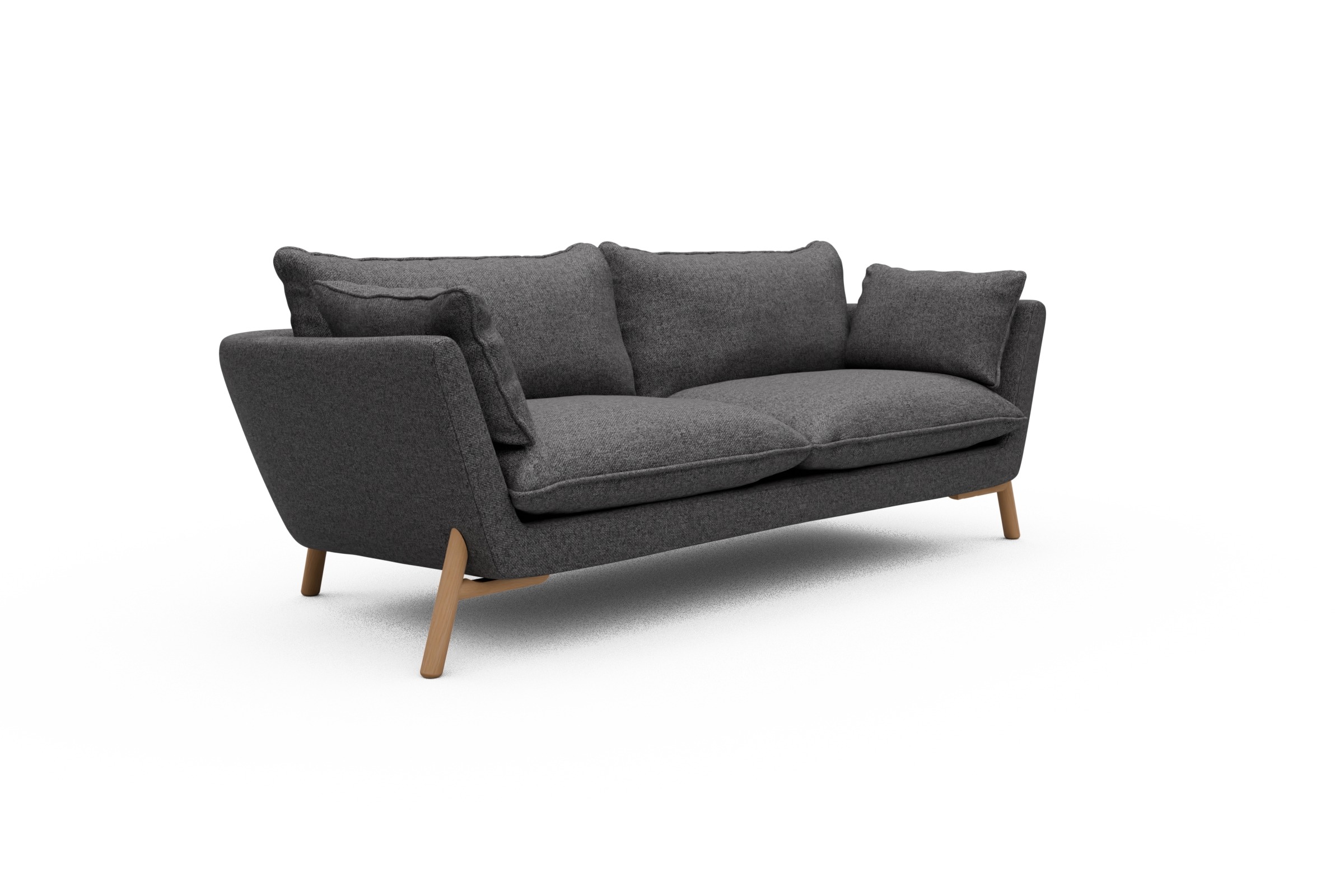 Sofa Emil PREMIUM 3-Sitzer Beinfarbe Eiche Natur Sama-Antracite