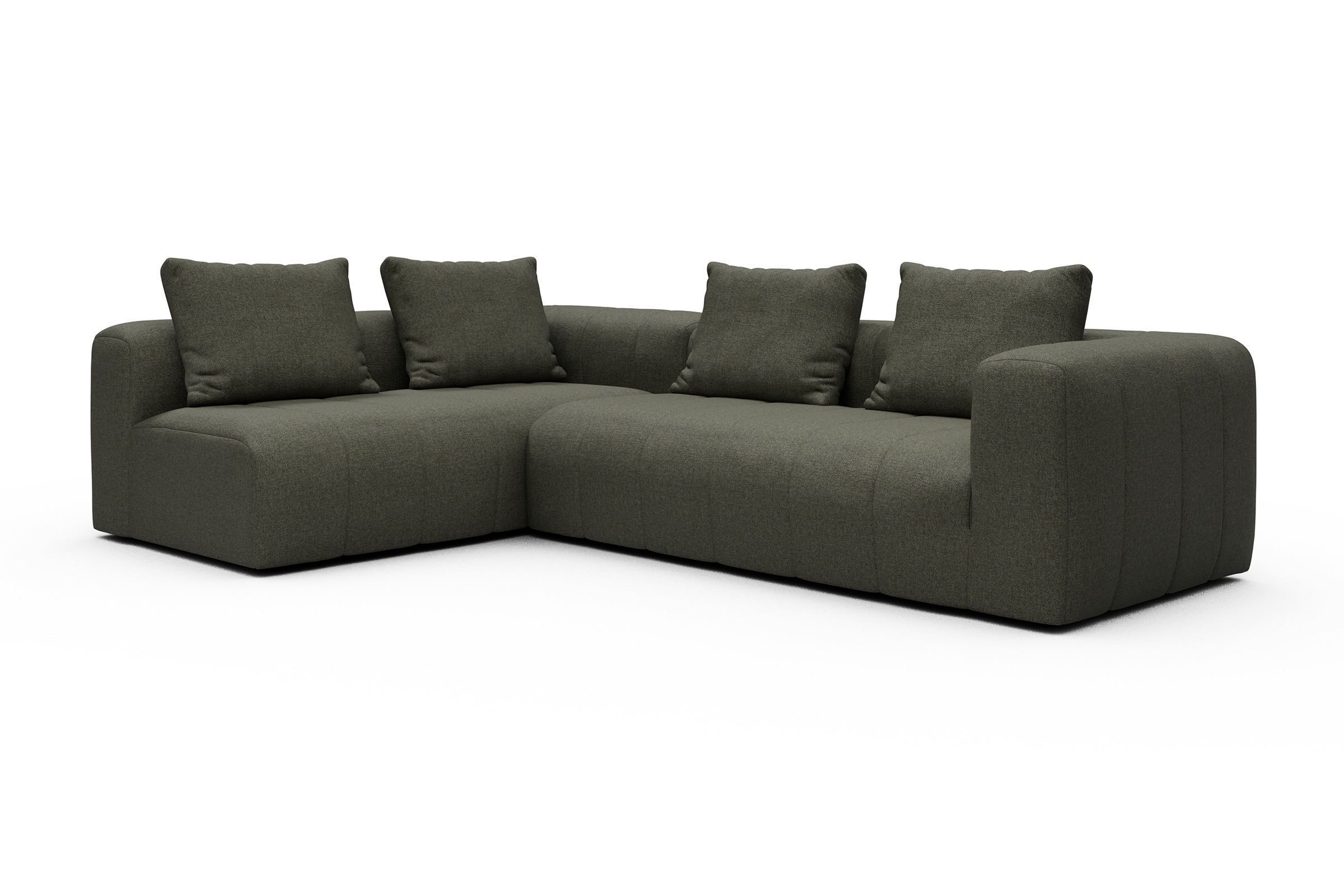 Ecksofa Hugo 2x 2,5-Sitzer Armlehne rechts Sama-Winter-Moss