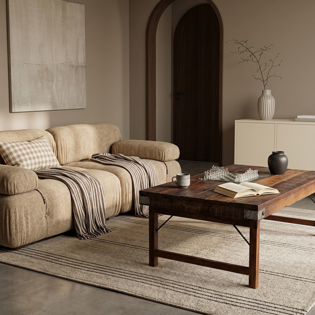 Raw Materials Brauner klappbarer Couchtisch 120x75x45cm