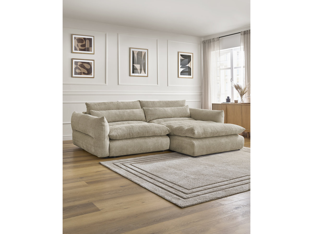 Bobochic Neil Ecksofa Strukturstoff Beige Ecke rechts
