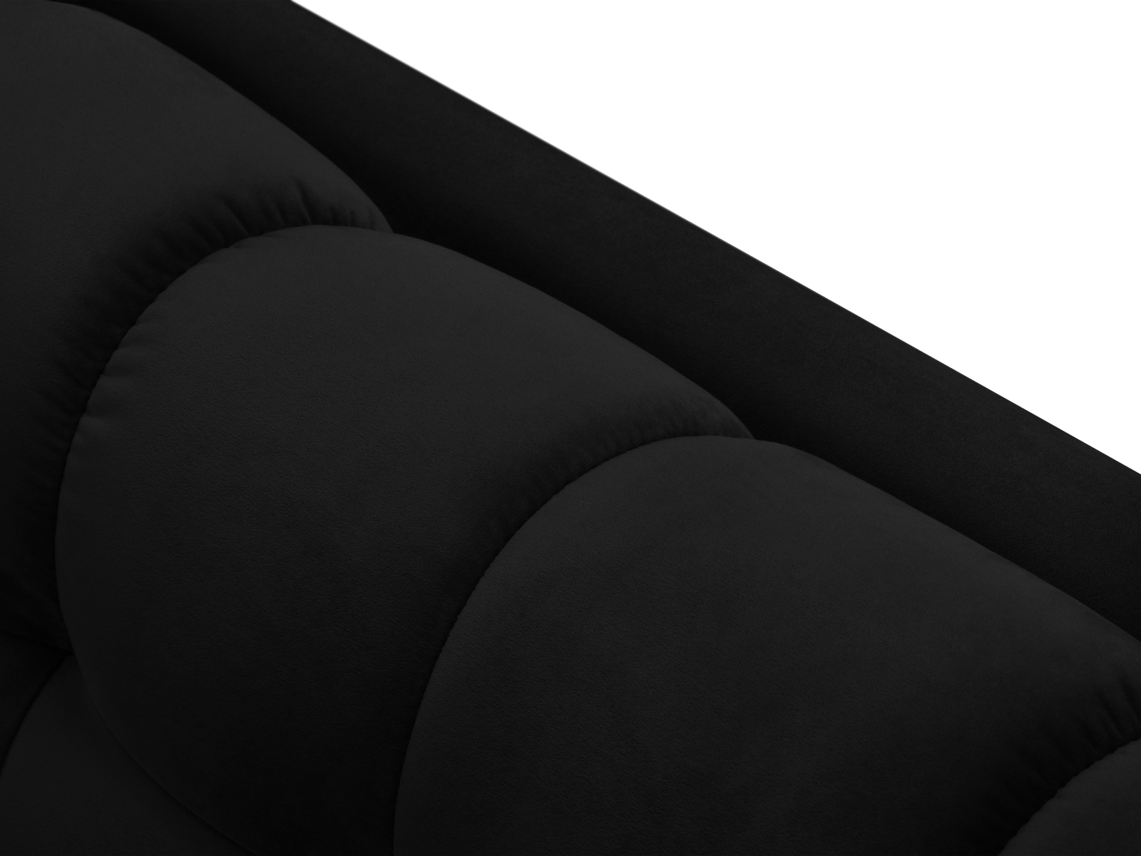 Cosmopolitan Design Ecksofa Bali 5-Sitzer Samt Bluvel Schwarz Rechts Beine Schwarzes Metall