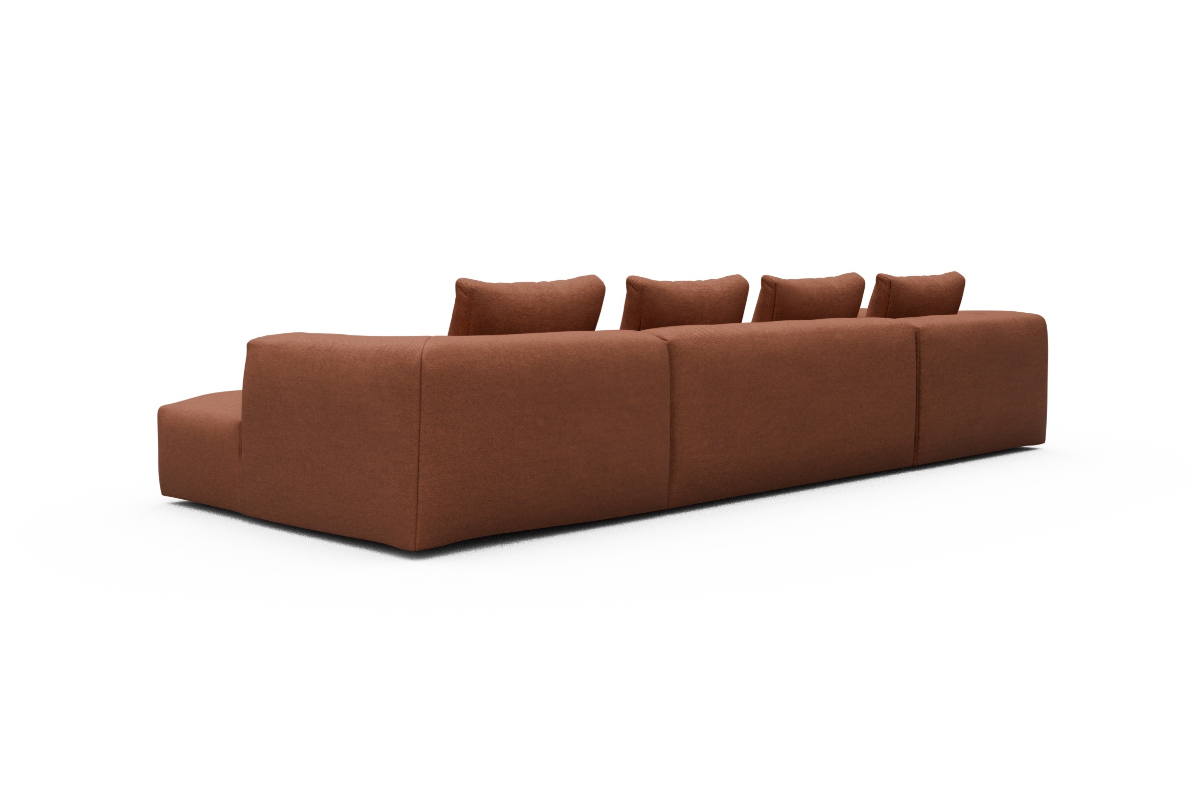Wohnlandschaft Fred Relax-Ecke links mit 2-Sitzer und Chaiselongue rechts Weda-Rust