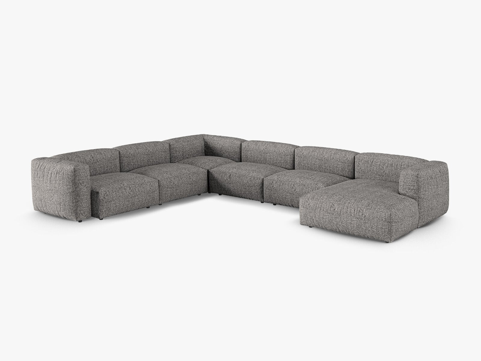 Micadoni modulares Ecksofa XL Martina 6-Sitzer 90cm Sitztiefe Links Boucle Monet Graphit