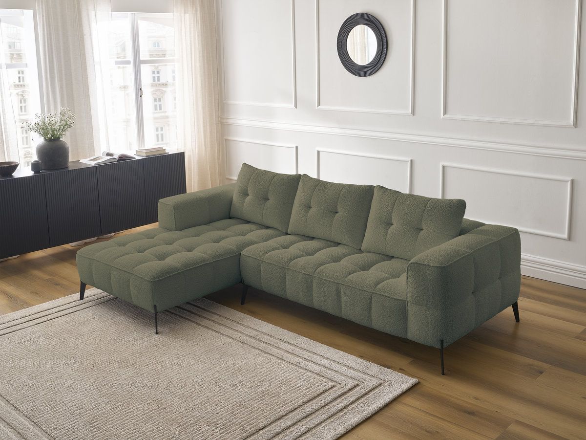 Bobochic Anis Ecksofa Bouclé-Stoff Grün Ecke links