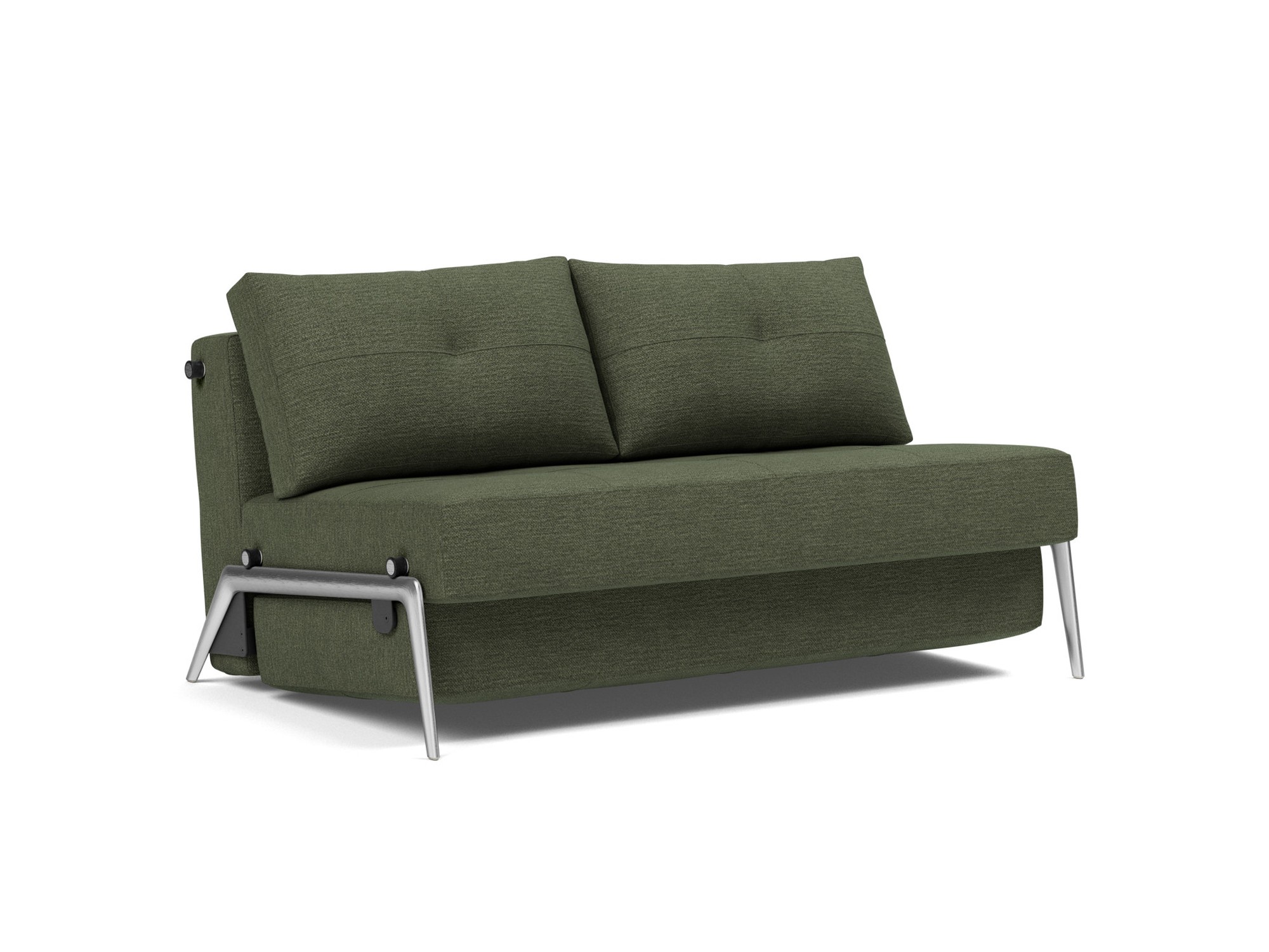 Schlafsofa Cubed 140 Strukturierter Stoff Taura 353-Forest Beine Aluminium