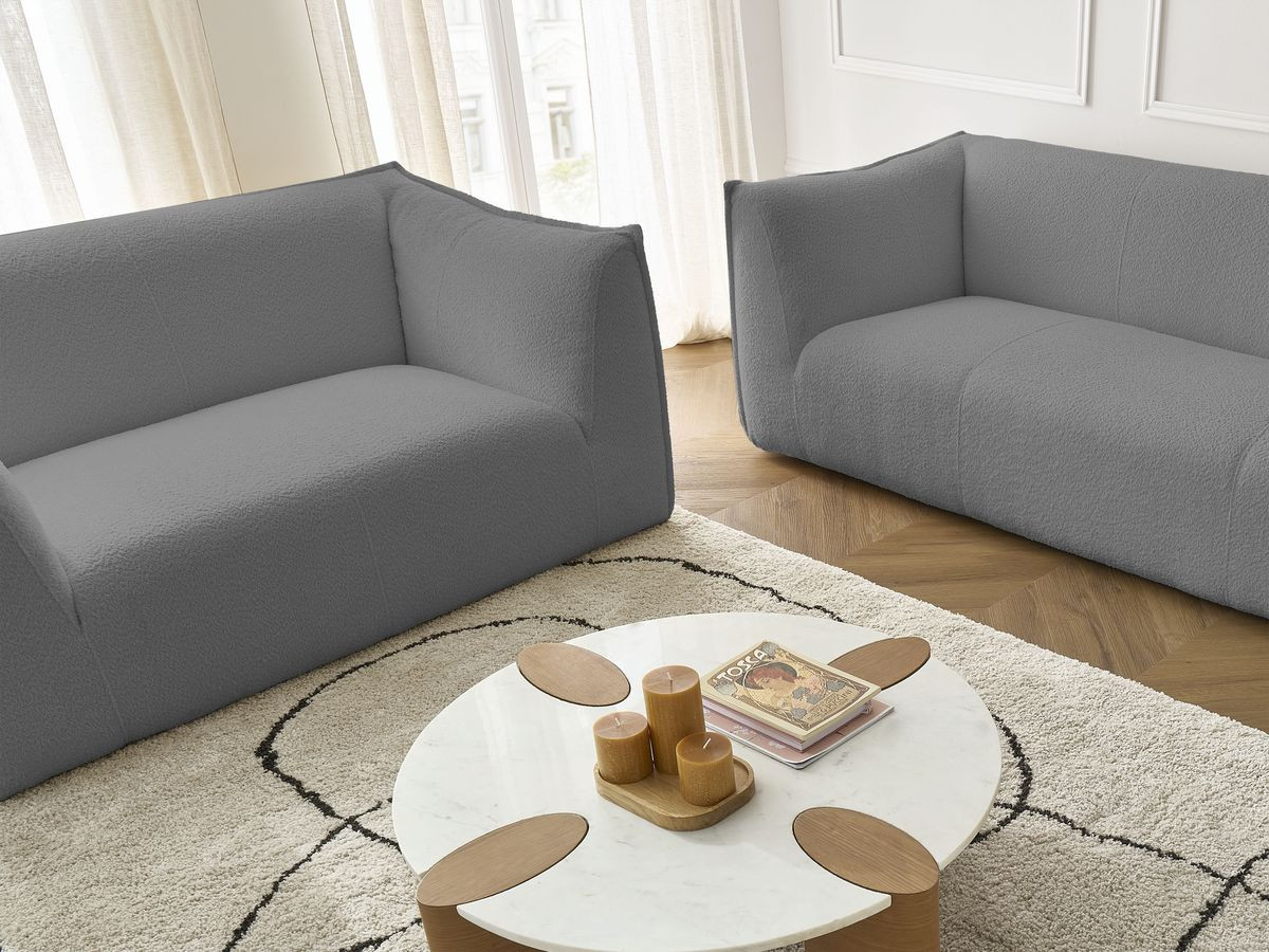 Bobochic Giorgia Sofa 5-Sitzer 412 × 100 cm Bouclé-Stoff Dunkelgrau