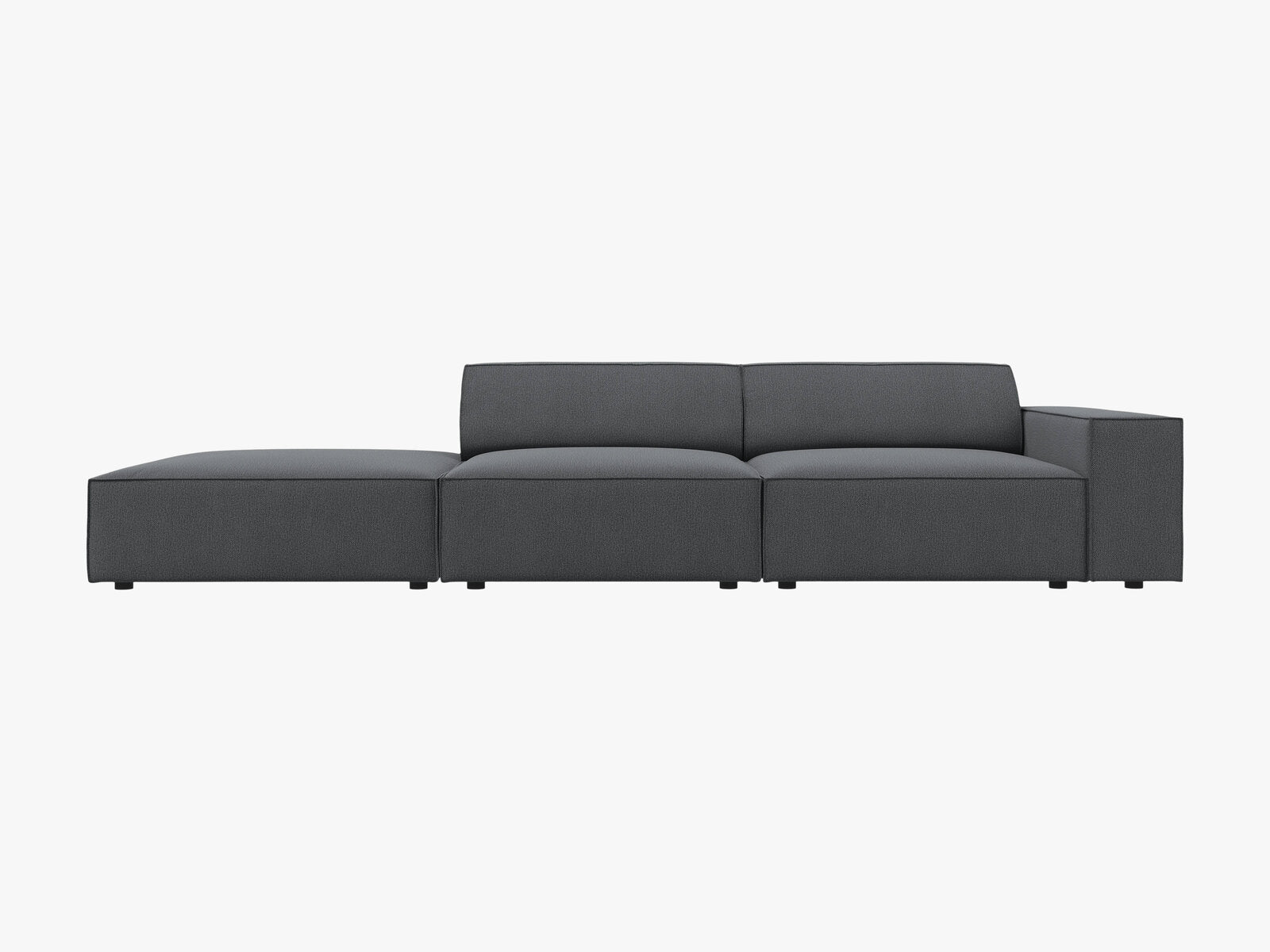 Micadoni Sofa Jodie 3-Sitzer Links Strukturierter Stoff Megan Dunkelgrau