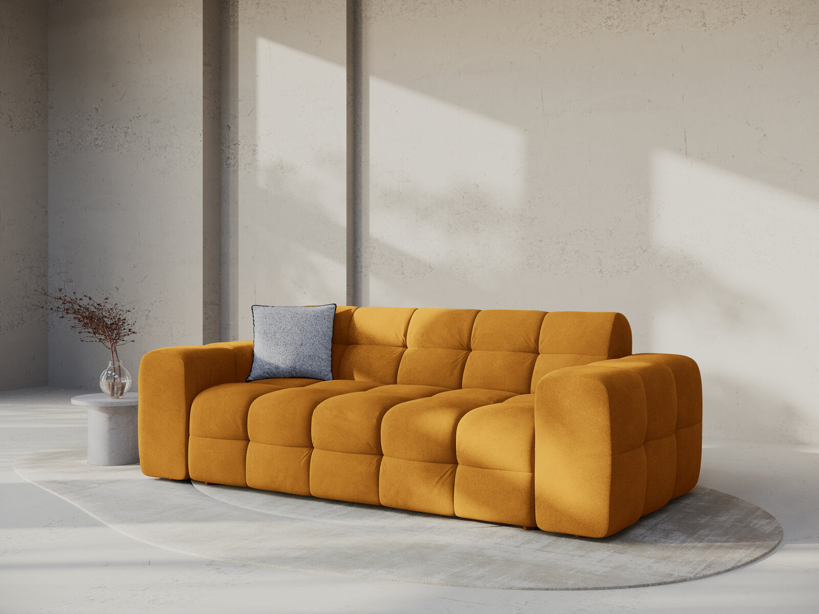 Micadoni Sofa Kendal 3-Sitzer Samt Senf