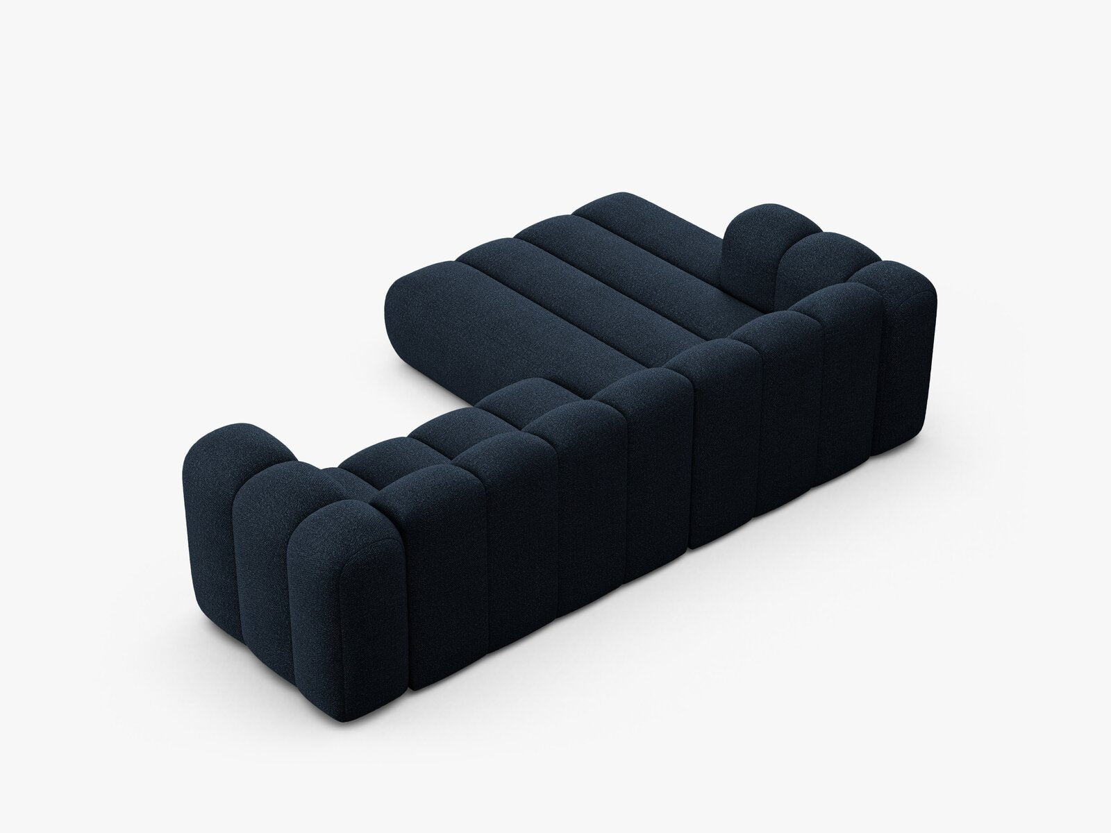 Micadoni Modulares Ecksofa Lupine 4-Sitzer mittelgroß Links Boucle Baloo Dunkelblau