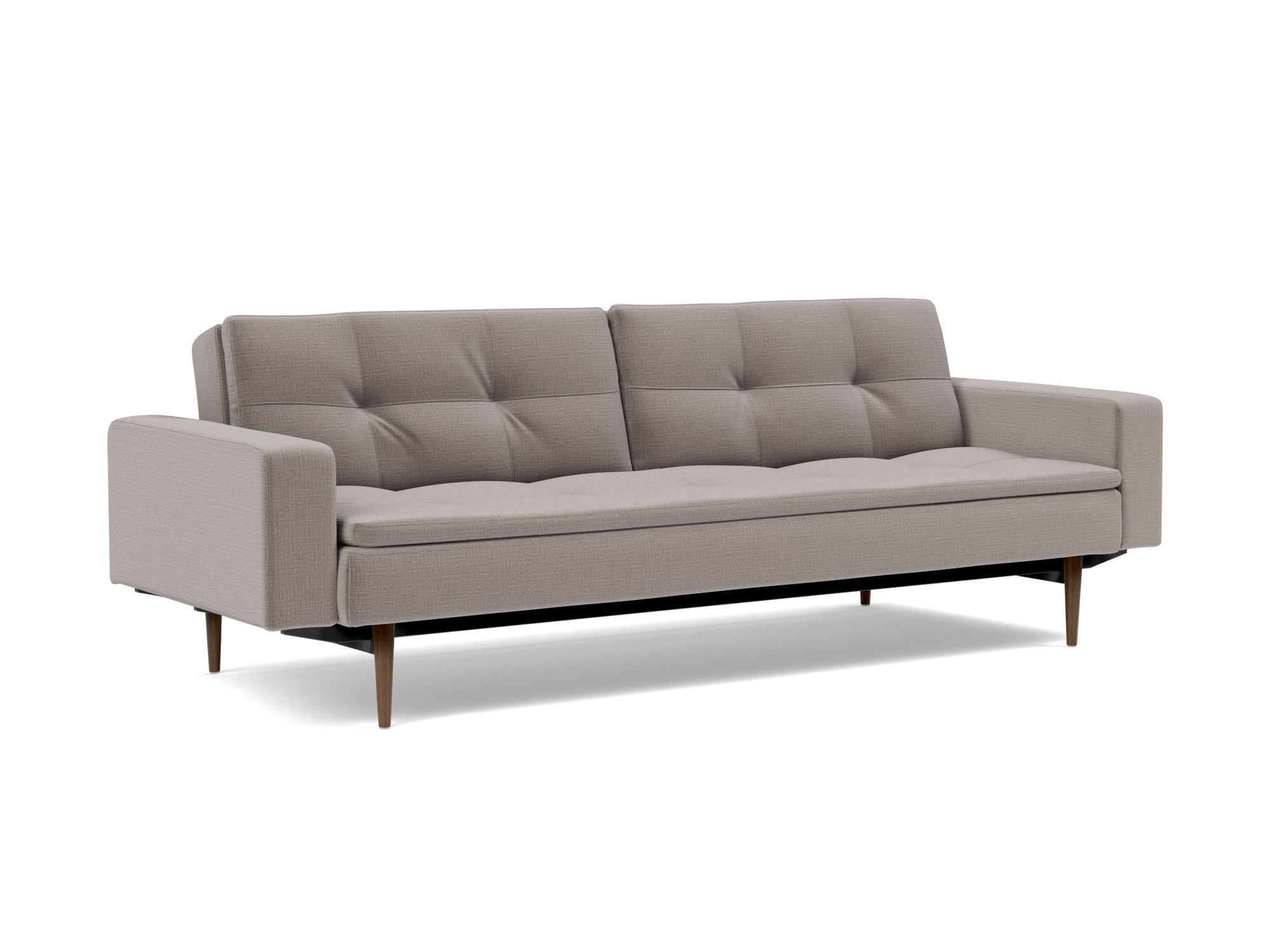 Schlafsofa Dublexo mit Armlehnen Chenille Esina 418-Truffle Beine Styletto Eiche dunkel
