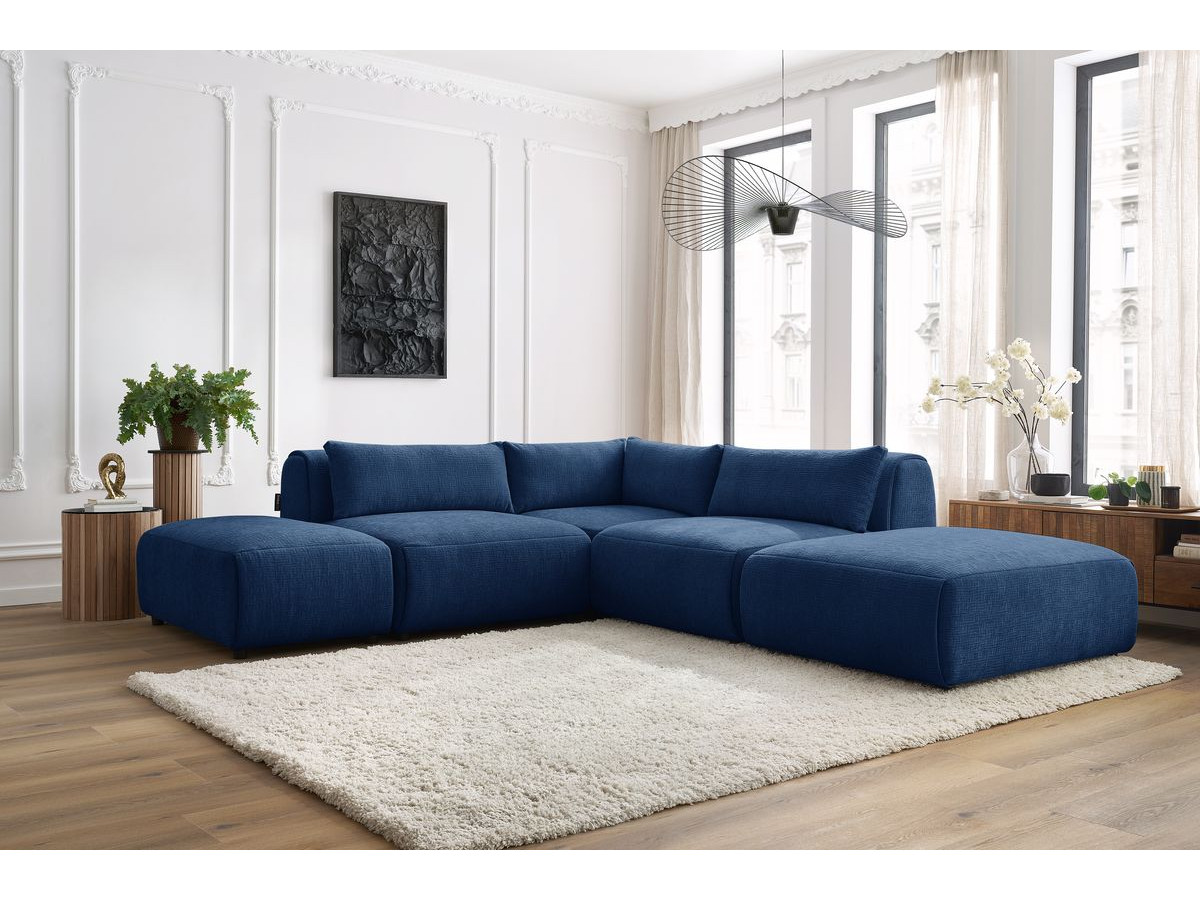 Bobochic Jeanne Ecksofa 271 × 300 cm Strukturstoff Dunkelblau