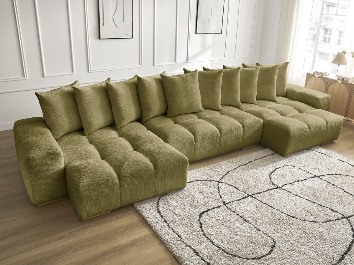 Bobochic Anakin Wohnlandschaft, 10 Kissen Strukturstoff Grün