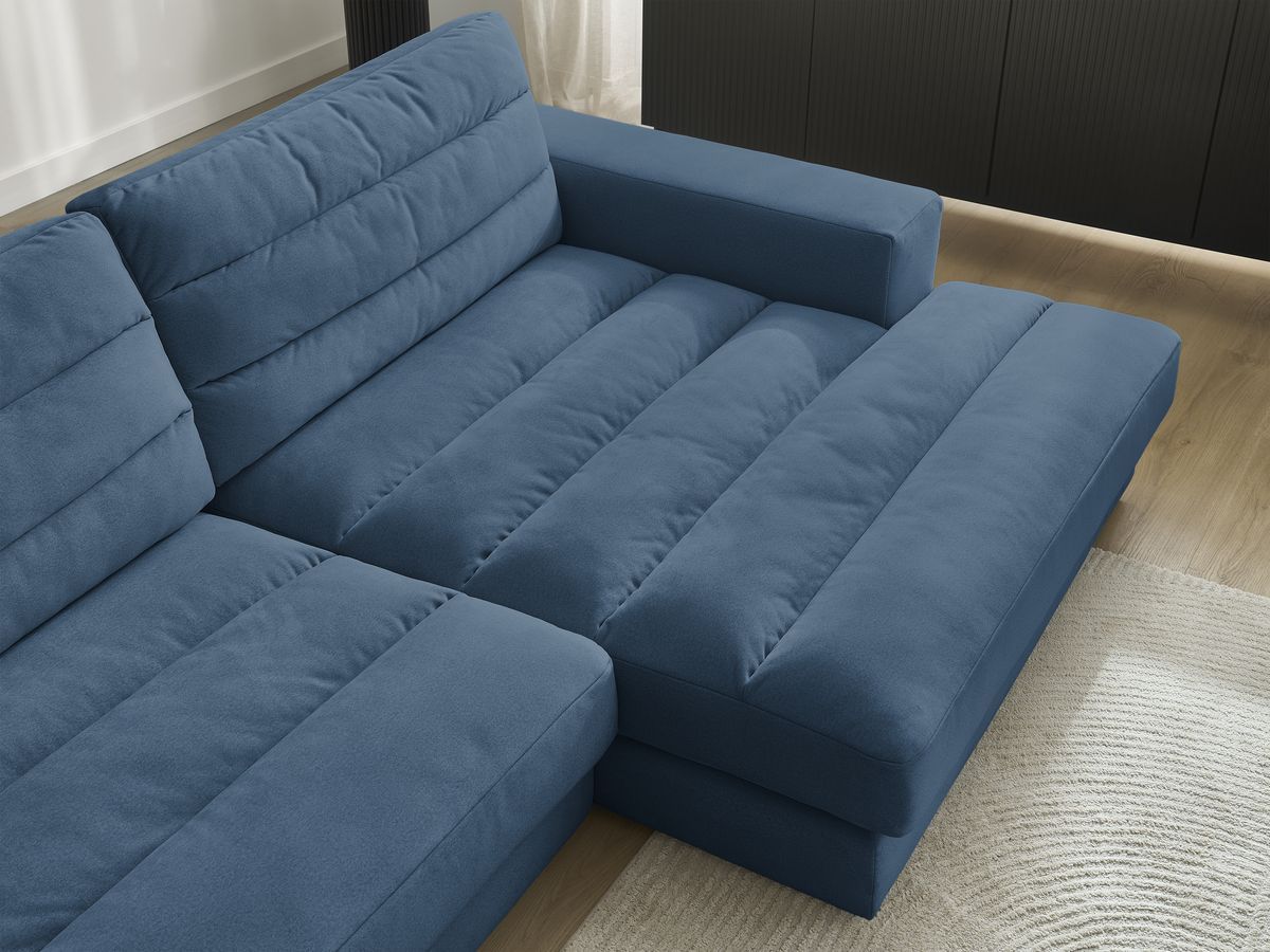 Bobochic Sierra Ecksofa Samt Dunkelblau Ecke rechts