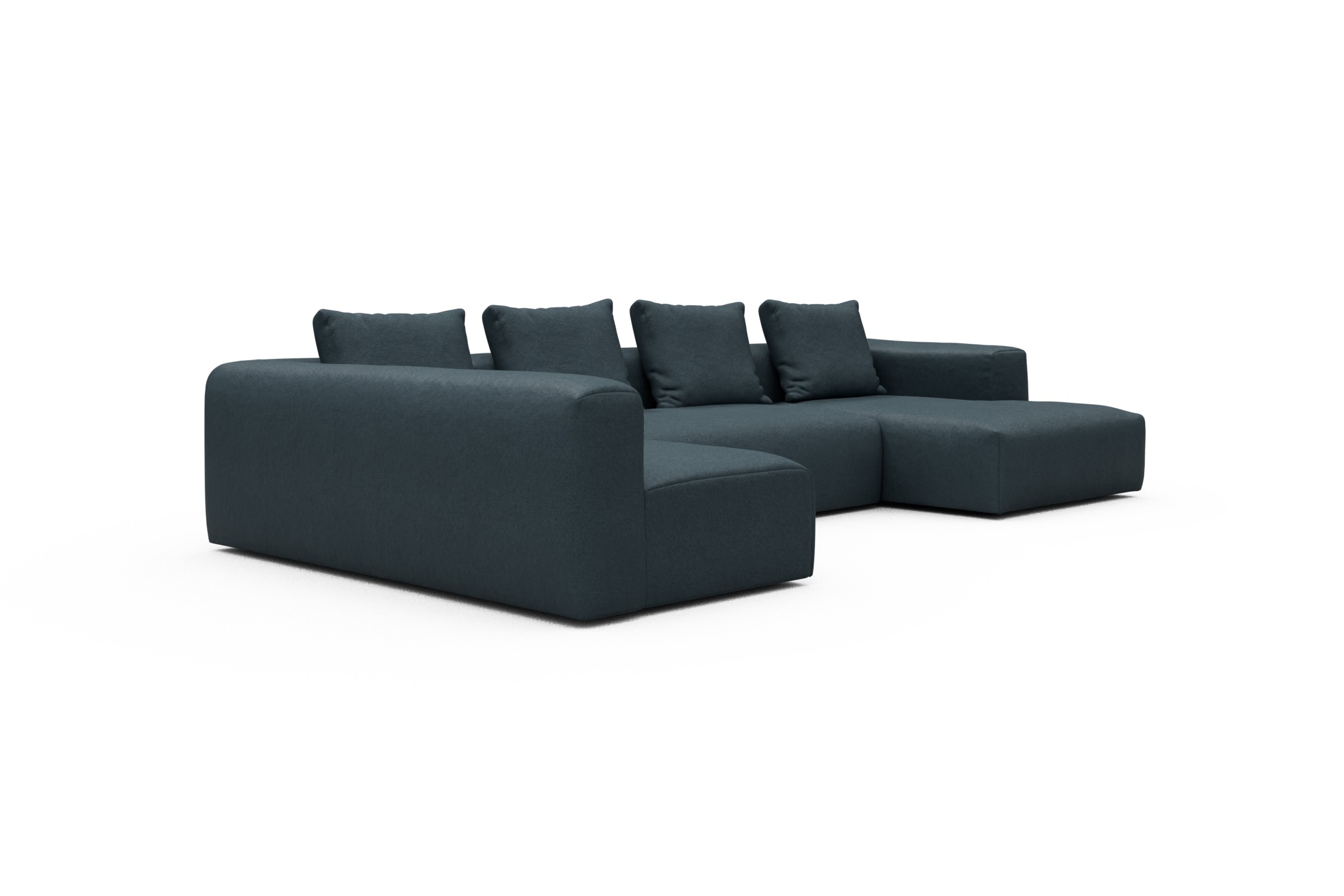Wohnlandschaft Fred Chaiselongue rechts mit 2-Sitzer und lange Armlehne links Denari-Royal-Blue