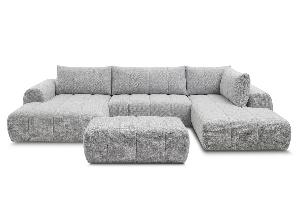 Bobochic Nesty Wohnlandschaft mit Pouf Melange-Stoff Hellgrau Ecke links
