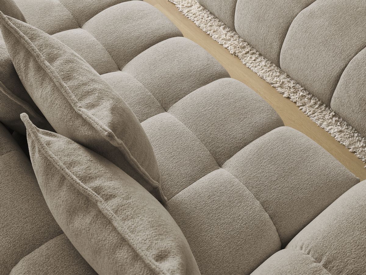 Bobochic Everest Sofa 3-Sitzer mit Pouf, 5 Kissen Melange-Stoff Taupe