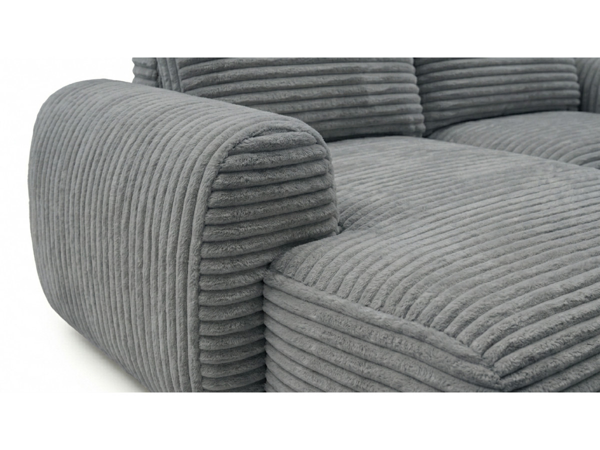 Bobochic Lucien Ecksofa mit Schlaffunktion und Bettkasten Breitcord weich Dunkelgrau Ecke links
