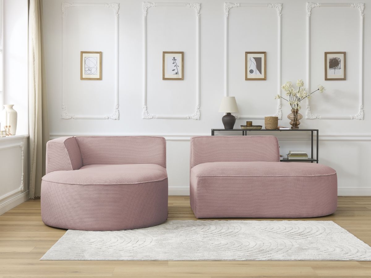 Bobochic Rousseau Ecksofa Cordsamt Violett Ecke links