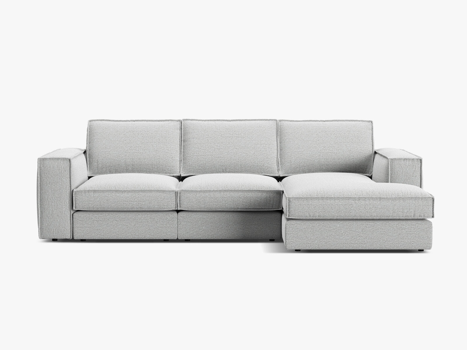 Micadoni modulares Ecksofa Pola 3-Sitzer Rechts Strukturierter Stoff Babel Hellgrau