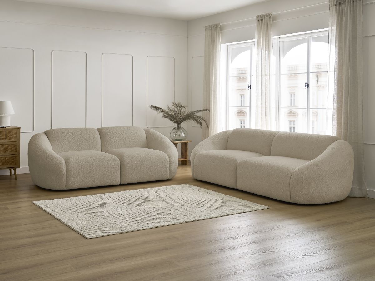 Bobochic Tina Sofa 5-Sitzer Bouclé-Stoff Beige
